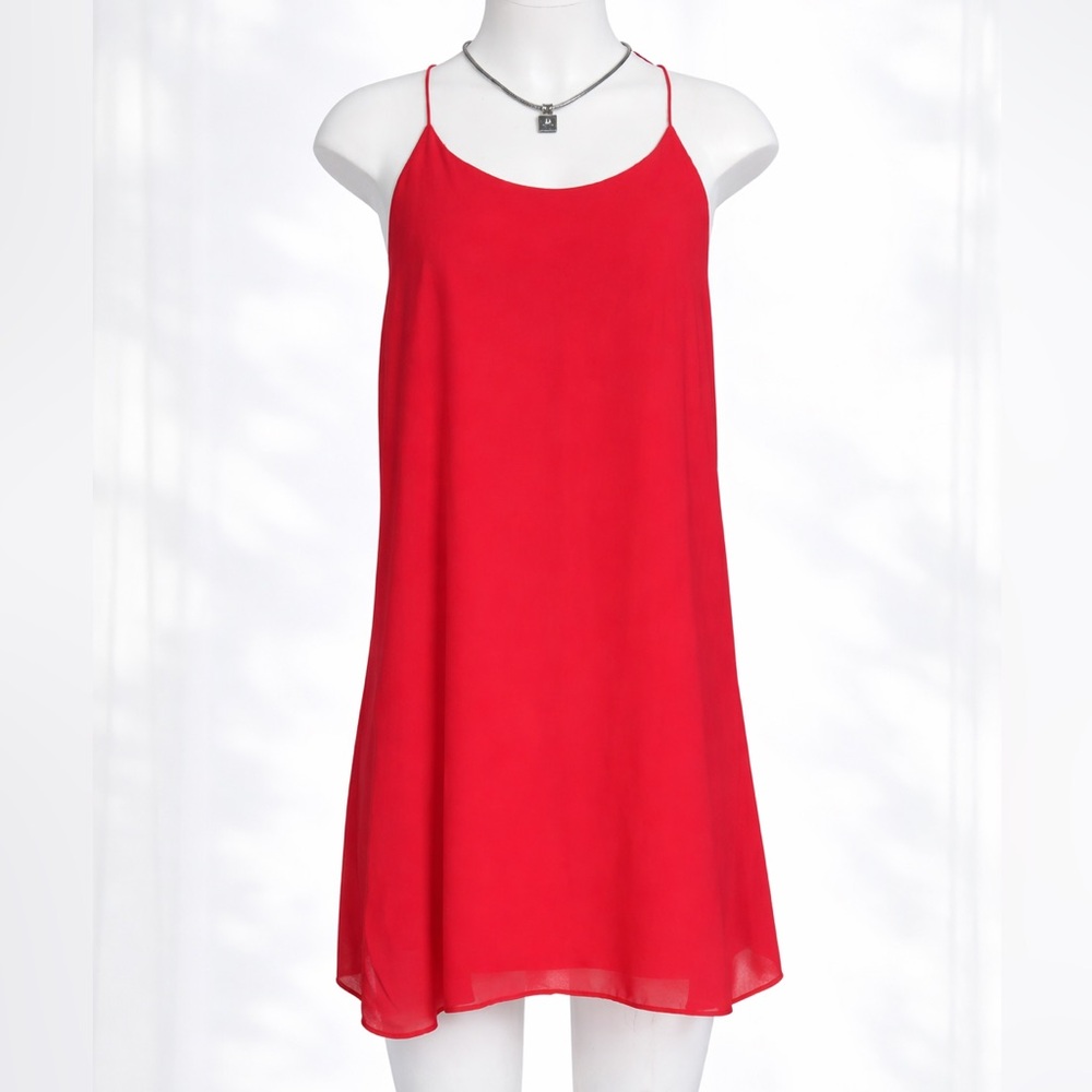 Red Polyester lined sleeveless dress size Large